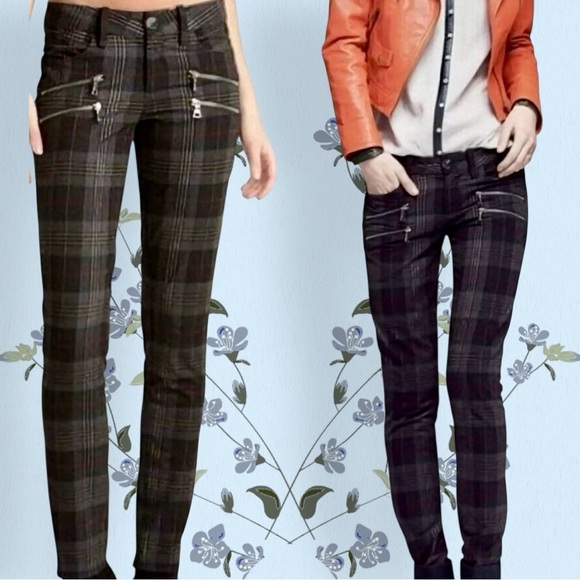 Blank NYC ‘Bond’ Gray & Black Plaid Knit Skinny Leg Pants with Zippers Size 31 - Picture 1 of 14